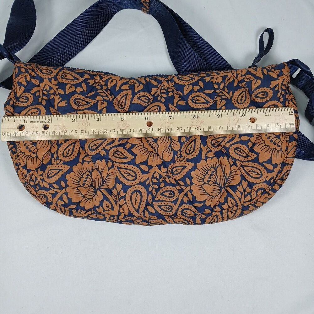 Vera Bradley Quilted Shoulder Bag Blue Orange Floral Paisley Adjustable Strap - Picture 7 of 9